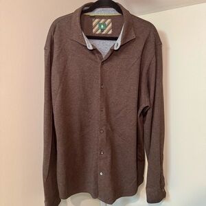 Men's size XL Robert Talbott brown melange long sleeve 100% Pima‎ cotton shirt